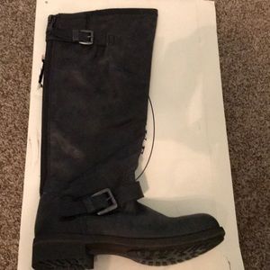 stave madden black leather lady hawk boots
